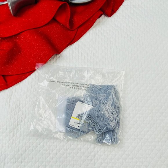 NWT Free People Dark Grey Lace Thong Panties Underwear Medium 8-10 - Picture 7 of 7